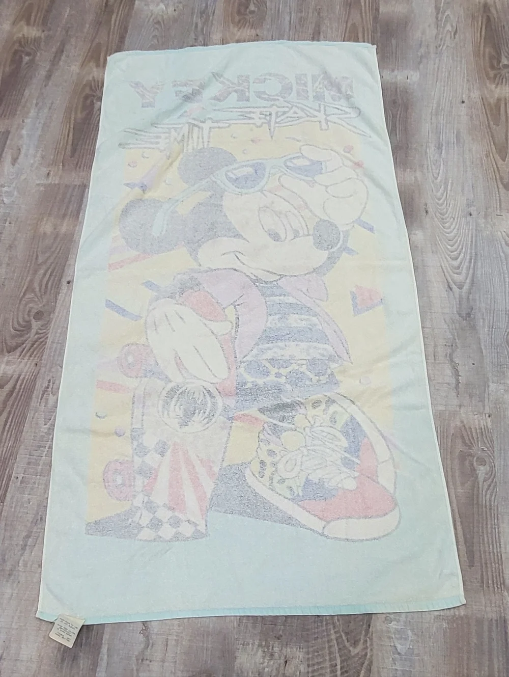 VTG 80’s Franco Mickey Mouse Beach Towel Skate Time Skateboard EUC!